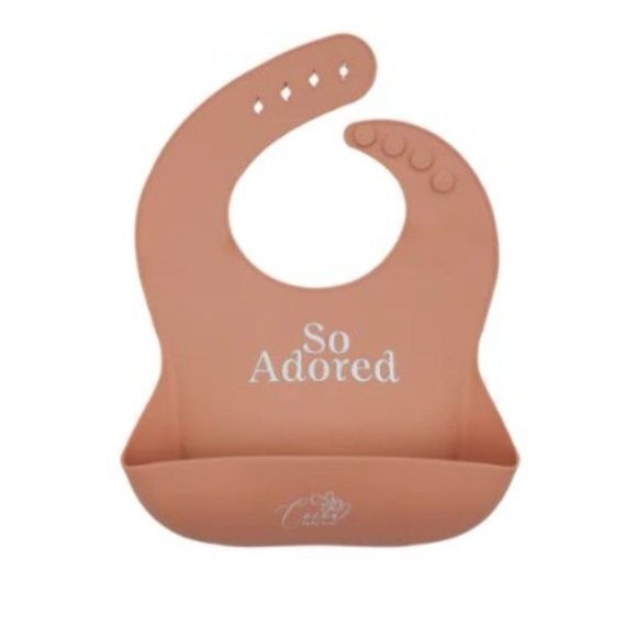NWT Cocoa Baby Love “So Adored” Silicone Bib One Size - Picture 1 of 7